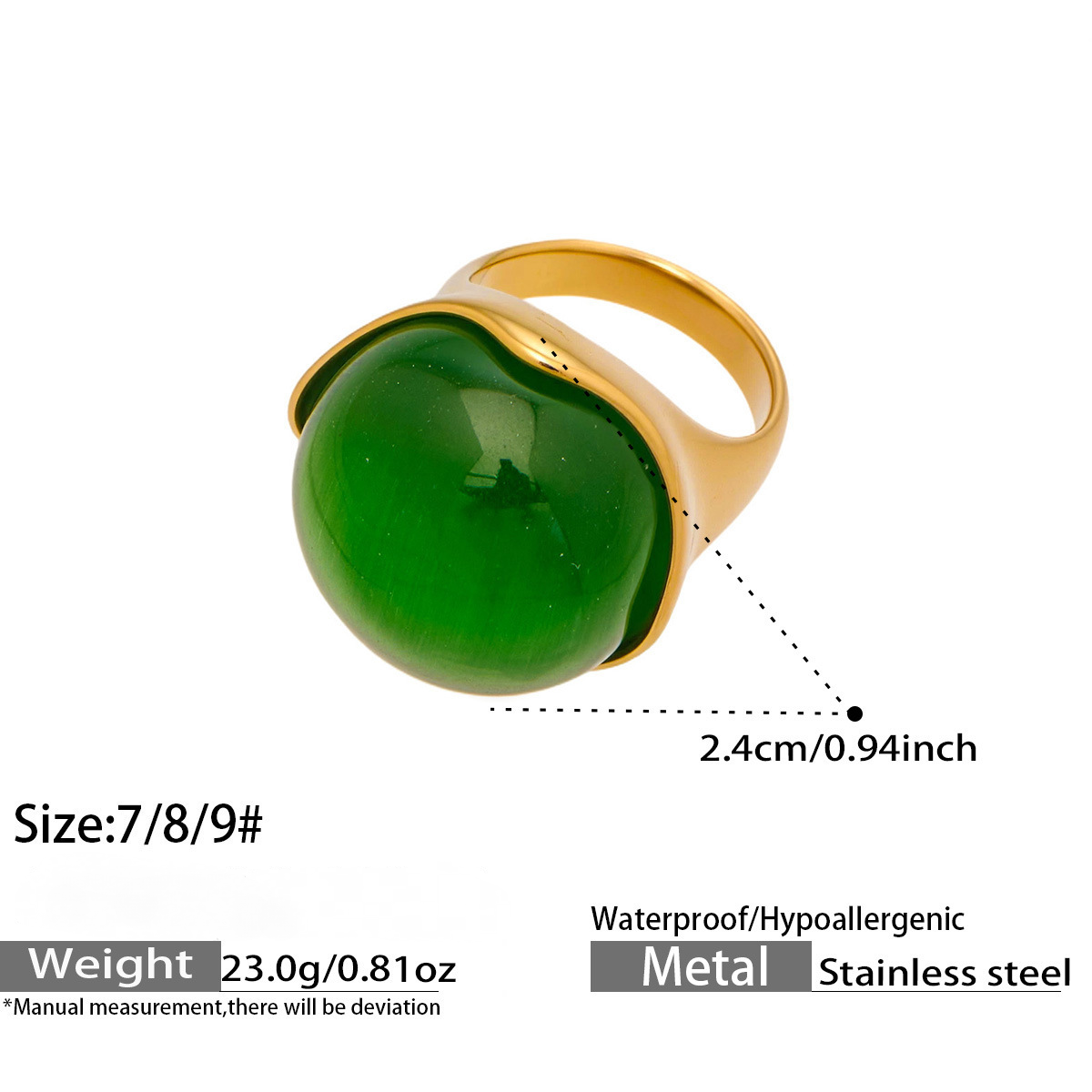 Stainless Steel Three-color Cat's Eye Stone Ring