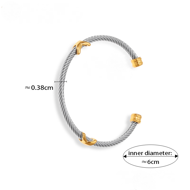 Stainless Steel Multi-layer Twist Cuff Bracelet