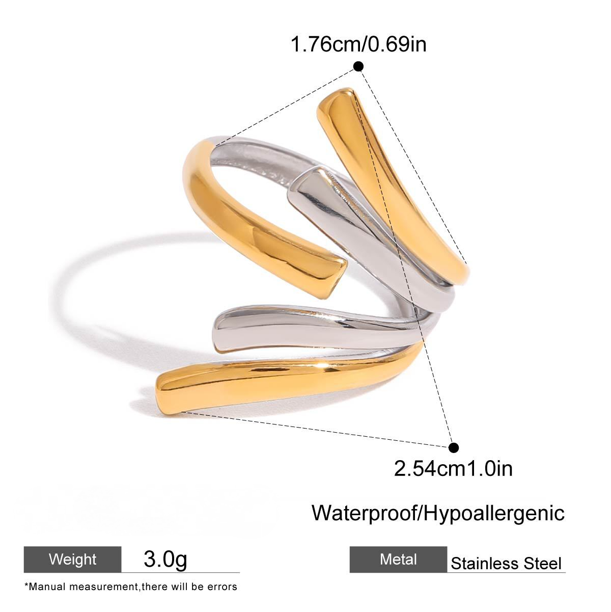 Stainless Steel Two-Tone Gold and Steel Line Ring