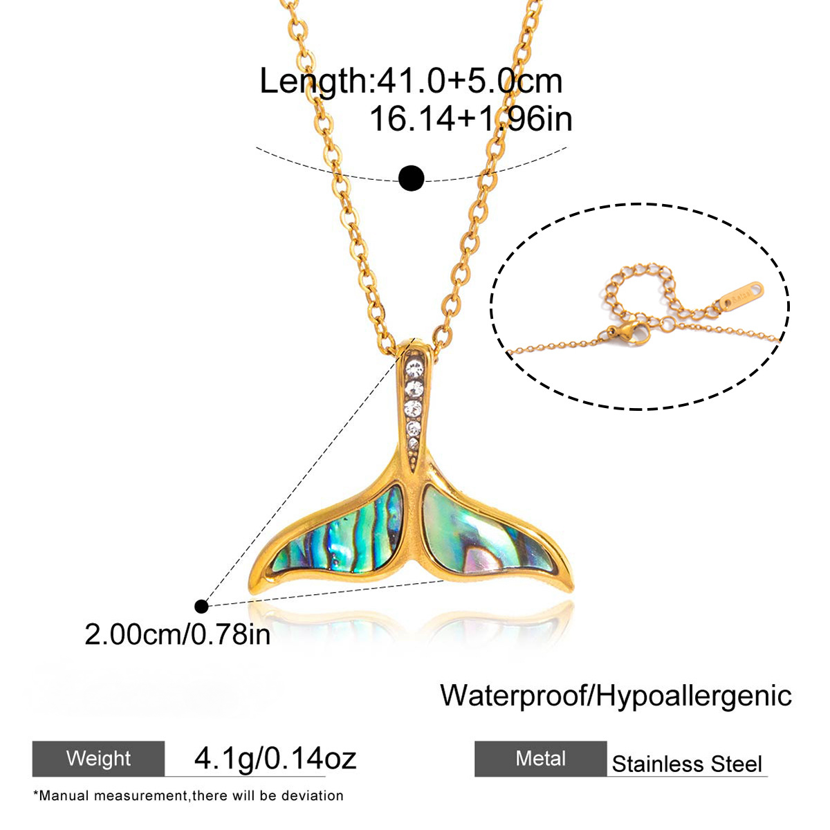 Stainless Steel Abalone Shell Hollow Shell Pendant Necklace