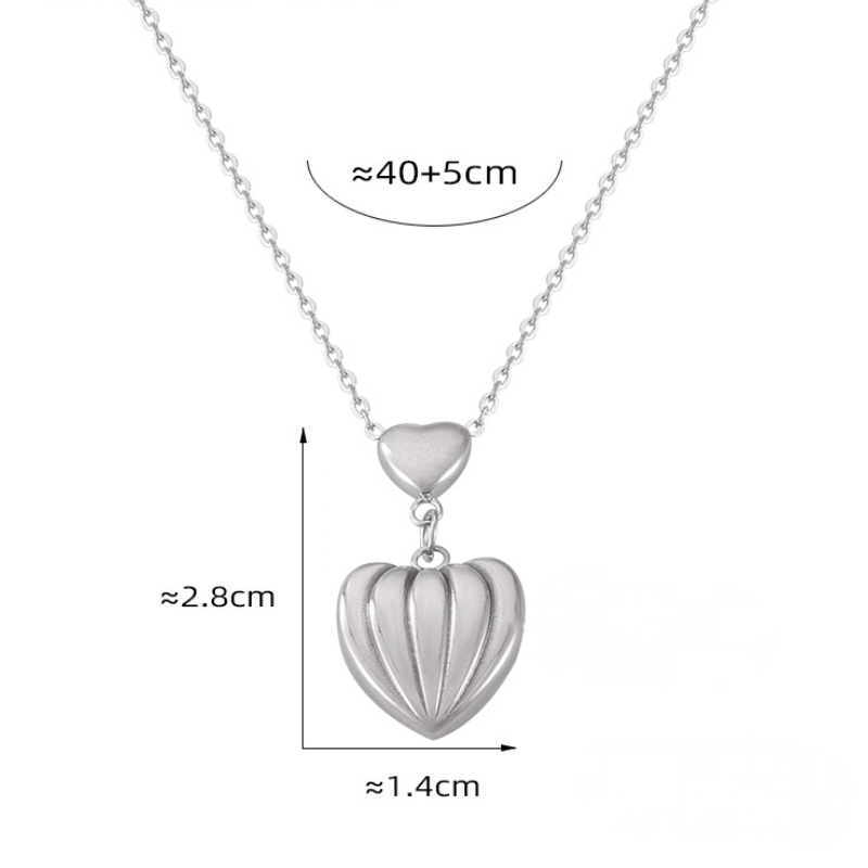 Stainless Steel Heart Round Cross Pattern Pendant Necklace
