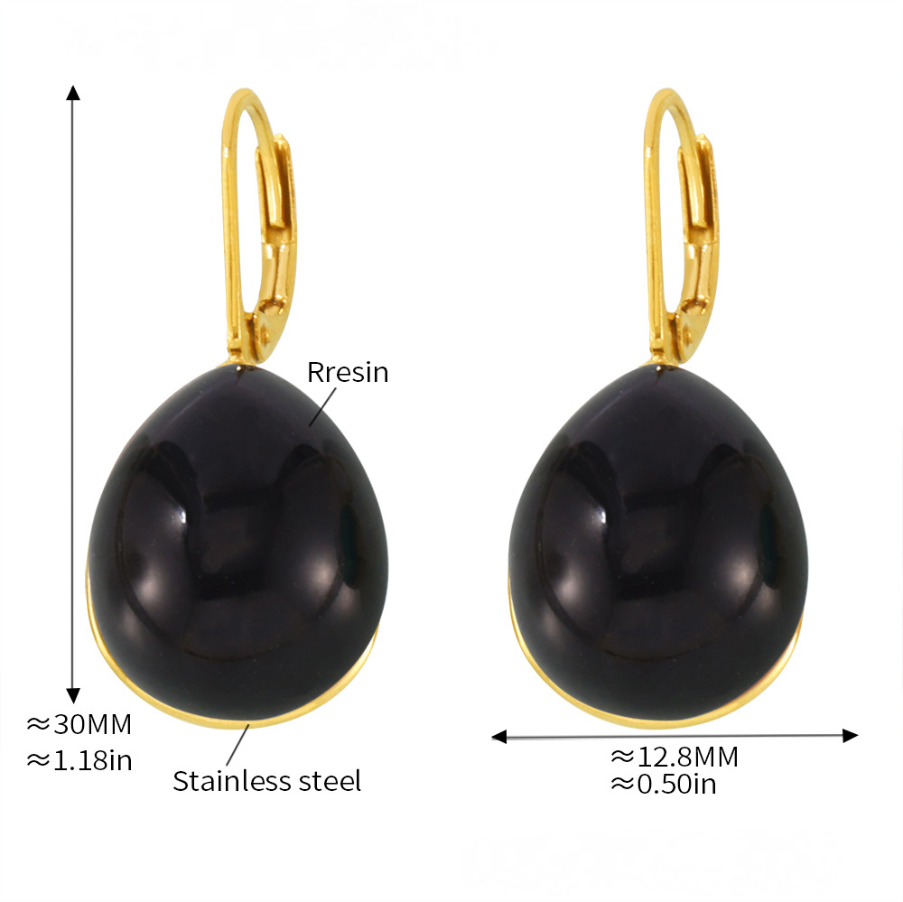 Stainless Steel Resin Drop Shape Multicolor Earrings