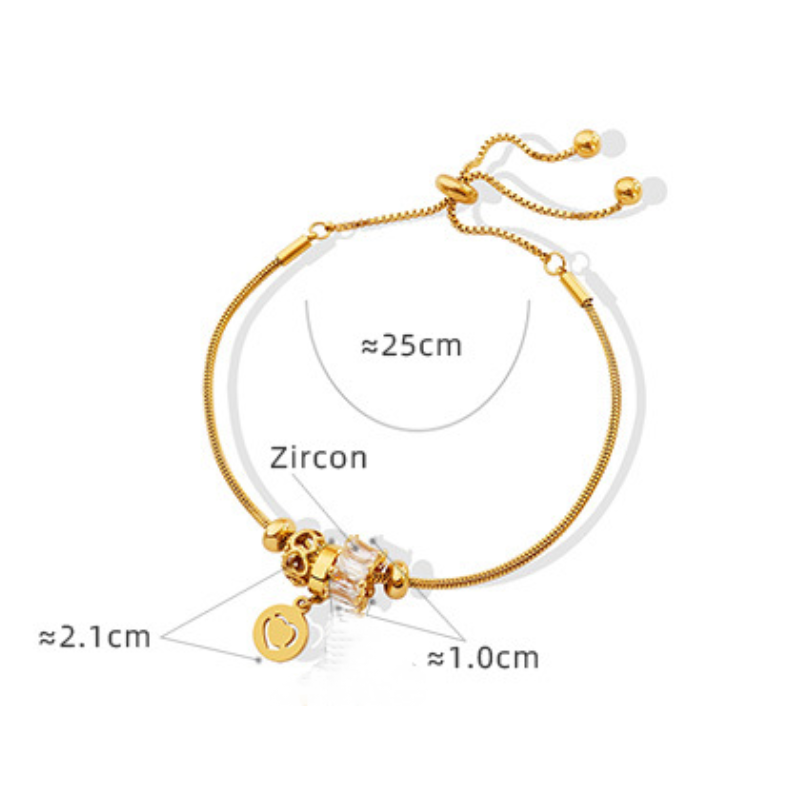 Stainless Steel Cubic Zirconia Pull-buckle Bracelet