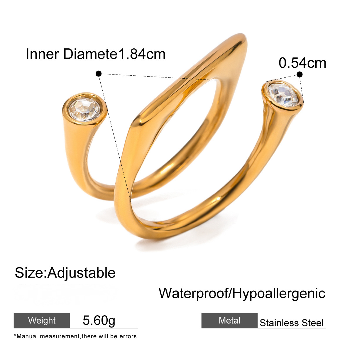 Stainless Steel Light Luxury CZ Geometric Line Ring