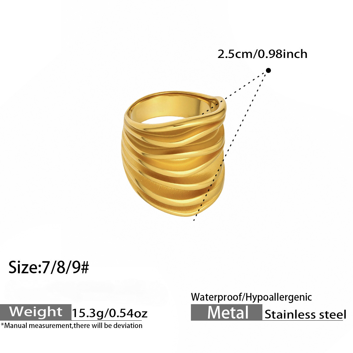 Stainless Steel Multi-layer Hollow-out Exaggerated Ring