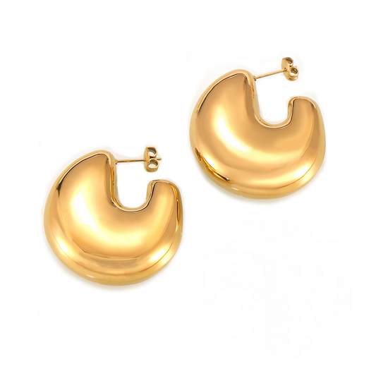 Stainless Steel Geometric Hollow Chunky Earrings