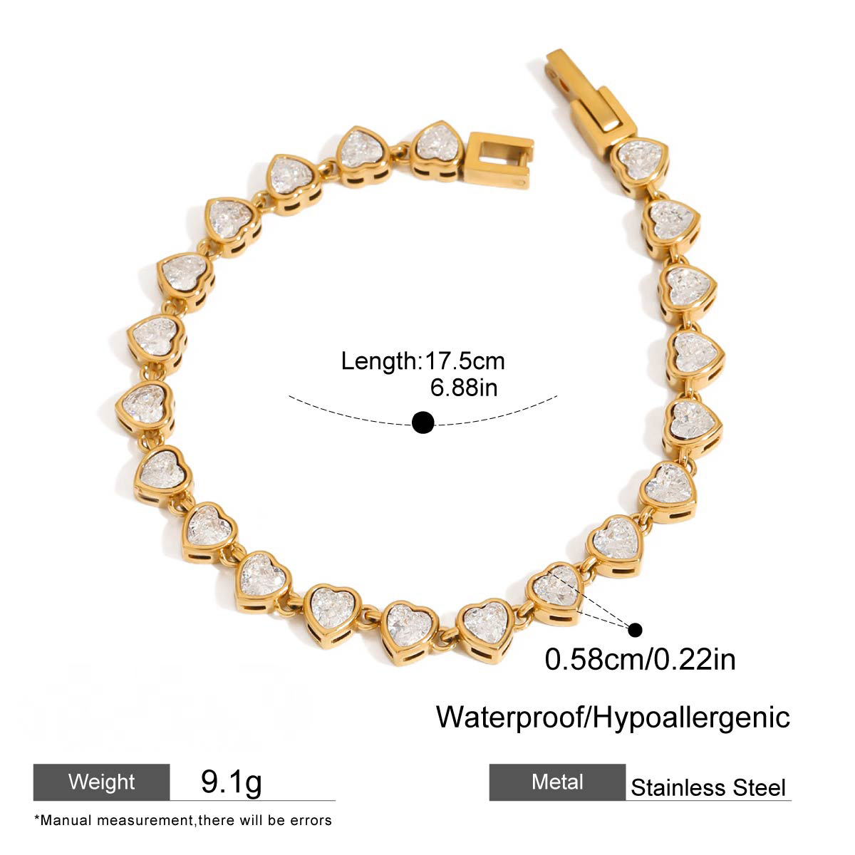 Stainless Steel Cubic Zirconia Bracelet Combination