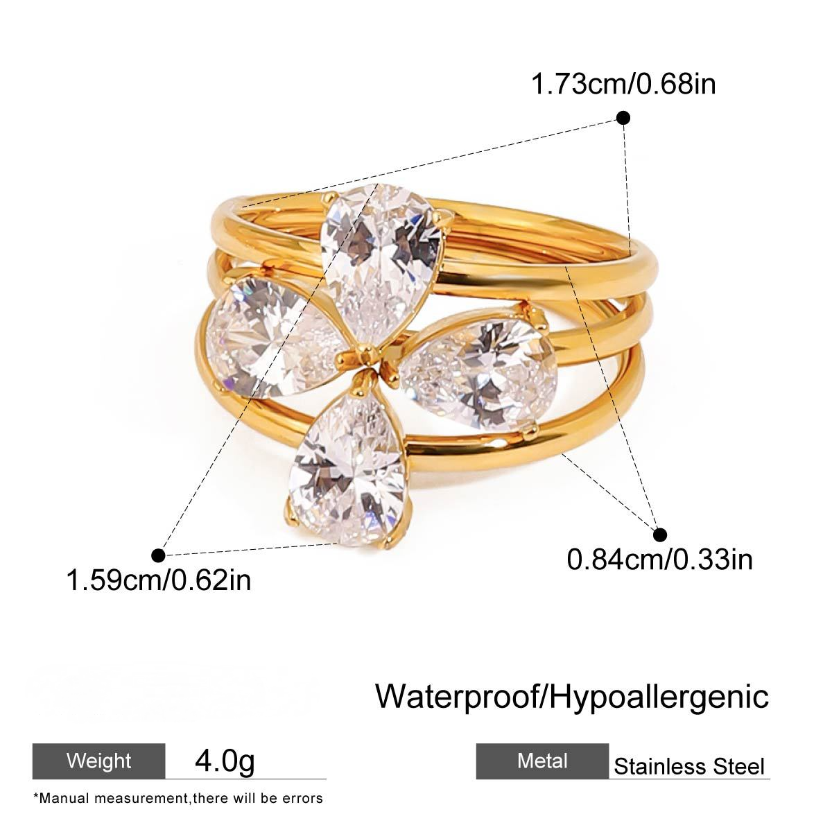 Stainless Steel 18K Gold PVD Stacking Ring Combination