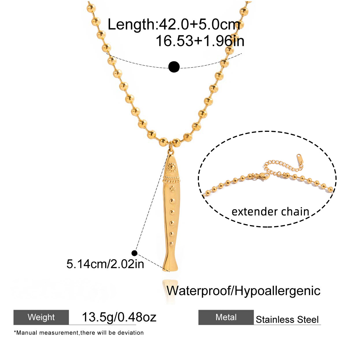 Stainless Steel Fish Pendant Necklace Earrings Jewelry Set