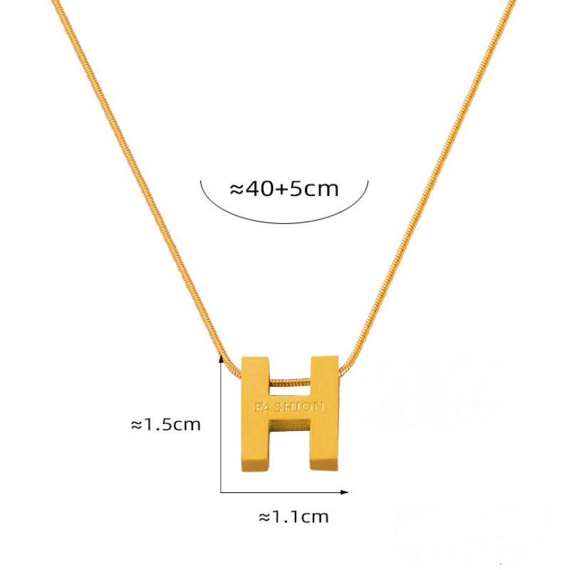 Stainless Steel Heart Shape Imitation Pearl Letter Pendant Necklace