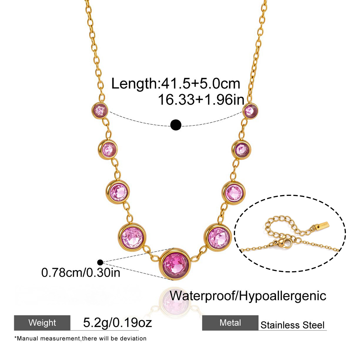 Stainless Steel Cubic Zirconia Alternating Pendant Necklace