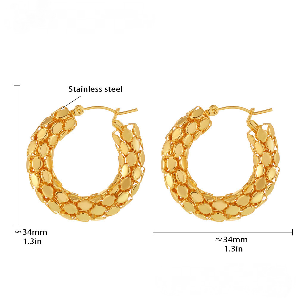 Stainless Steel Fish Scale Hoop Earrings