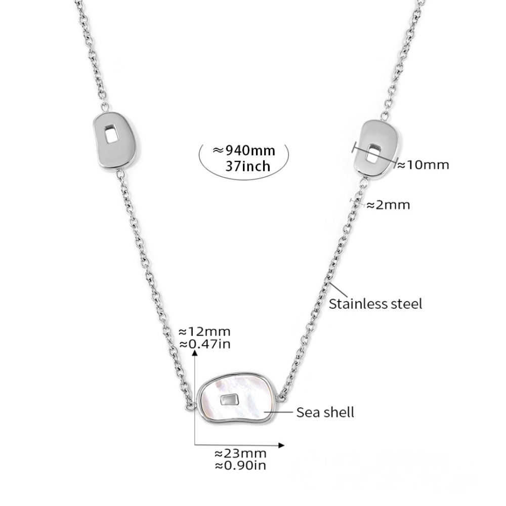 White Sea Shell Pendant Stainless Steel Necklace
