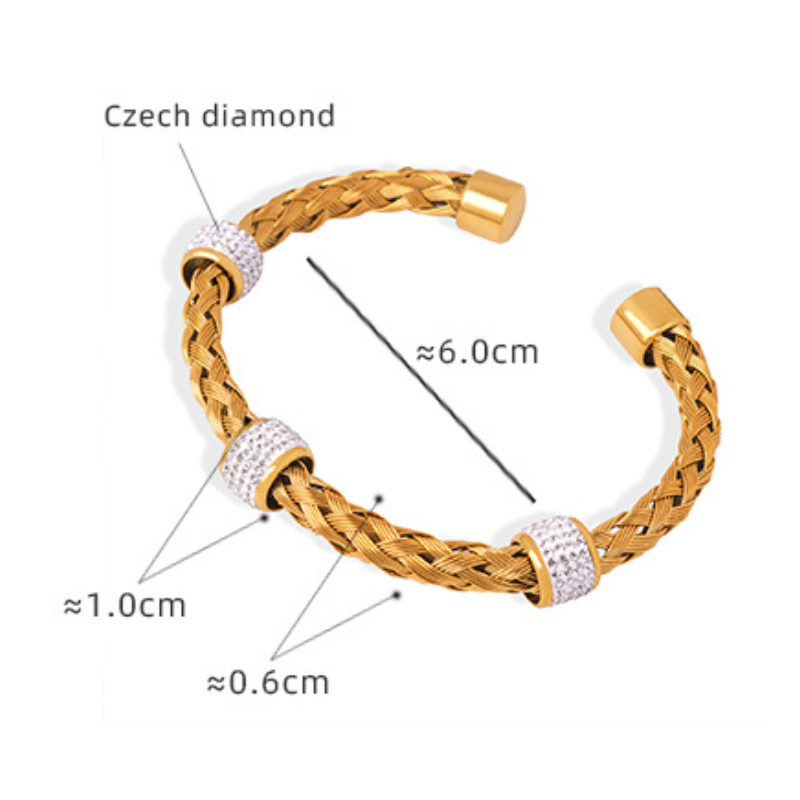 Stainless Steel Braided Hollow Cuff Bracelet