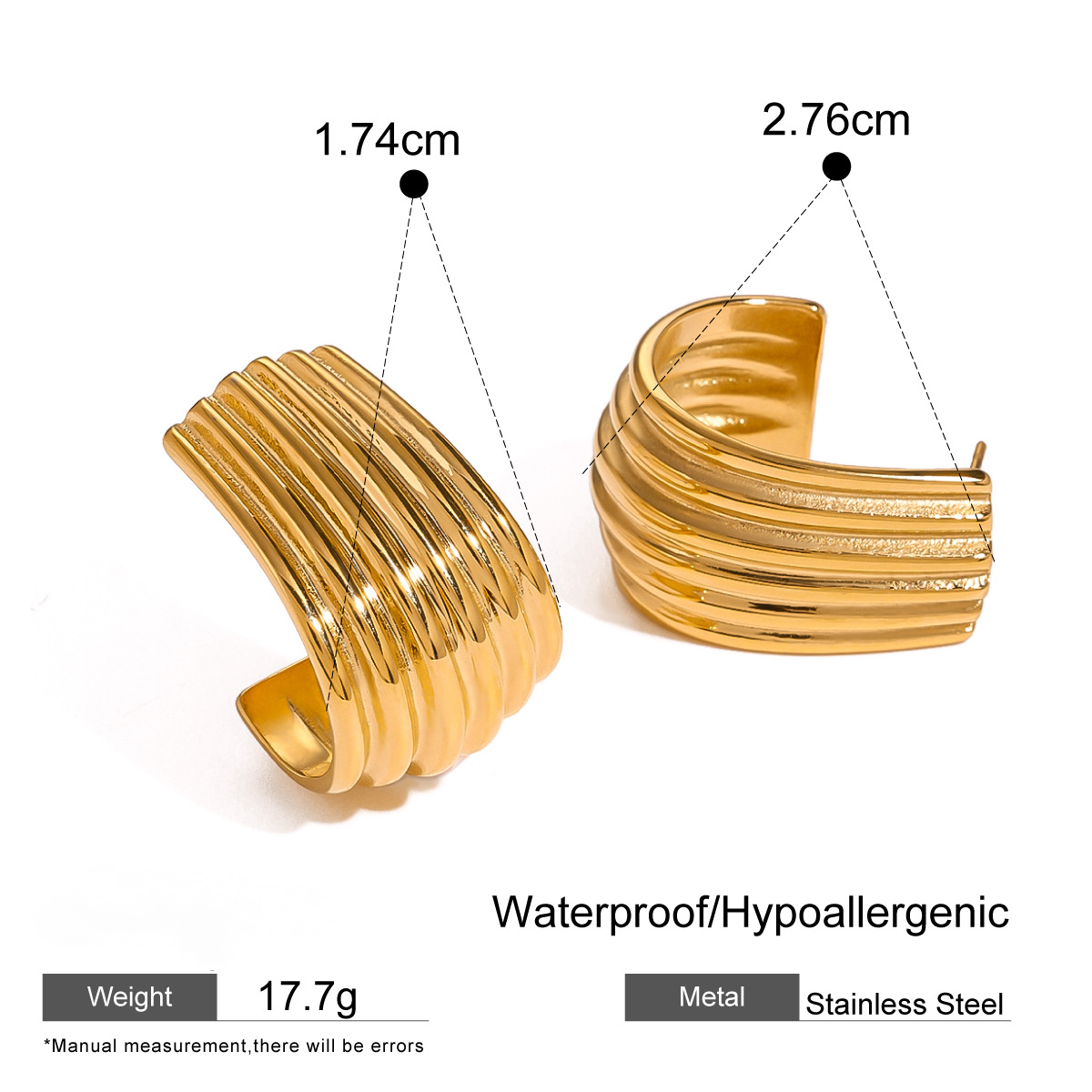 Stainless Steel Thread Textured C-shaped Earrings
