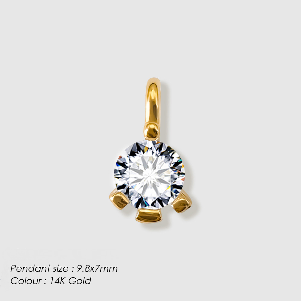 Stainless Steel Moon Star Cubic Zirconia Pendant
