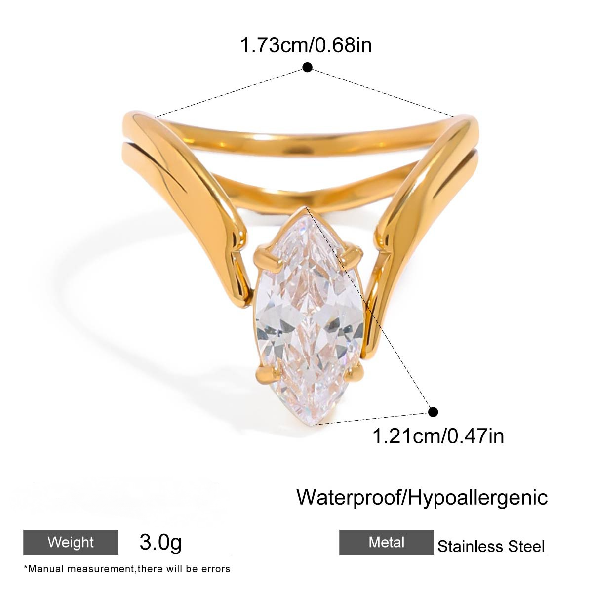 Stainless Steel Cubic Zirconia Ring Combination