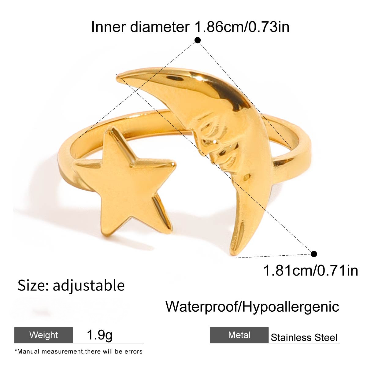 Stainless Steel Blue Color Natural Stone Ring Collection