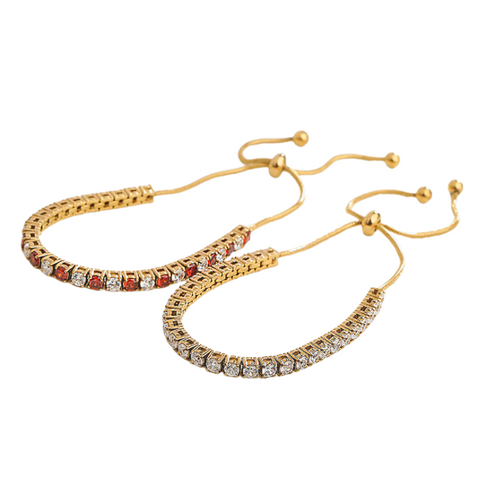 18K Gold PVD Adjustable Round CZ Tennis Bracelet