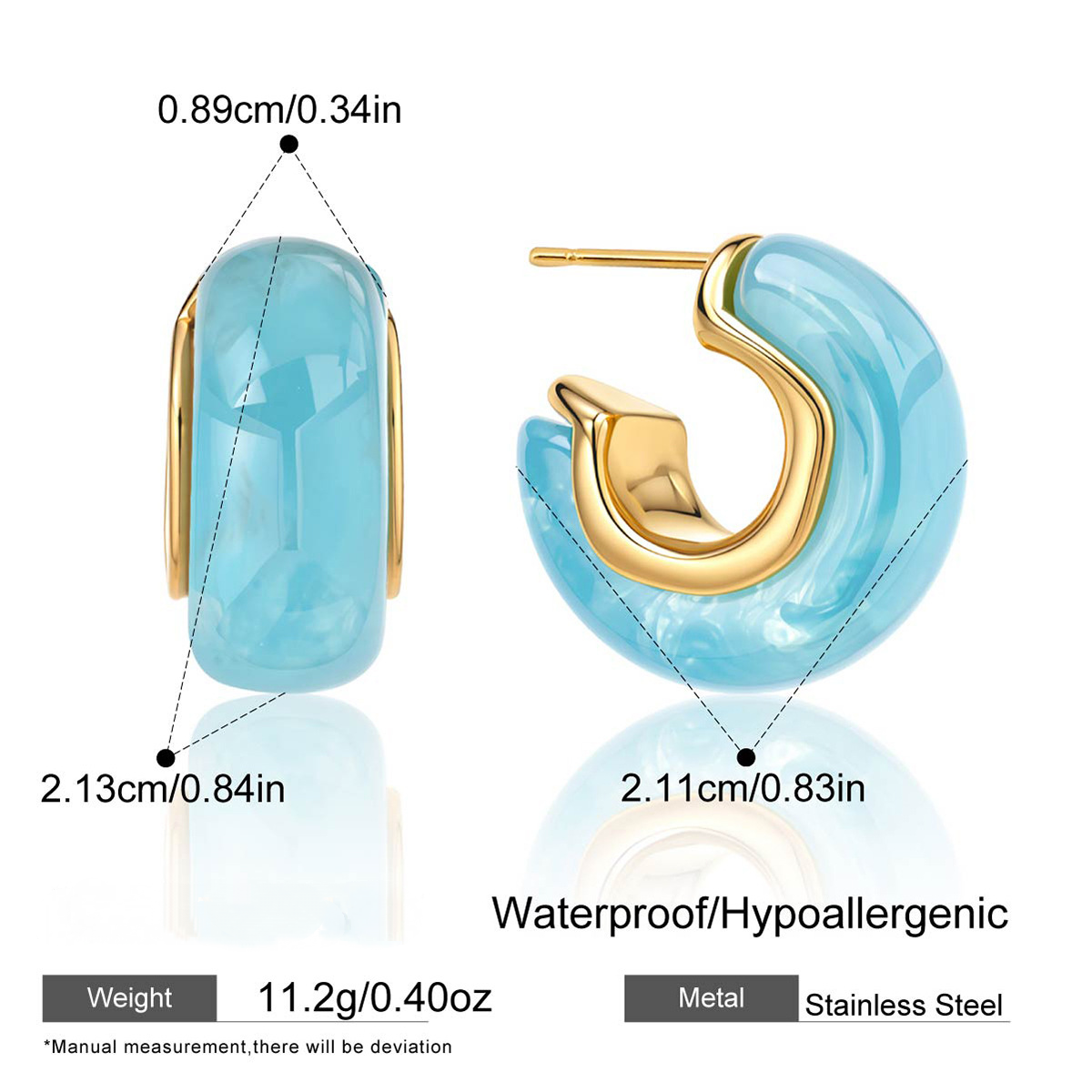 Stainless Steel Resin Irregular C-ring Stud Earrings