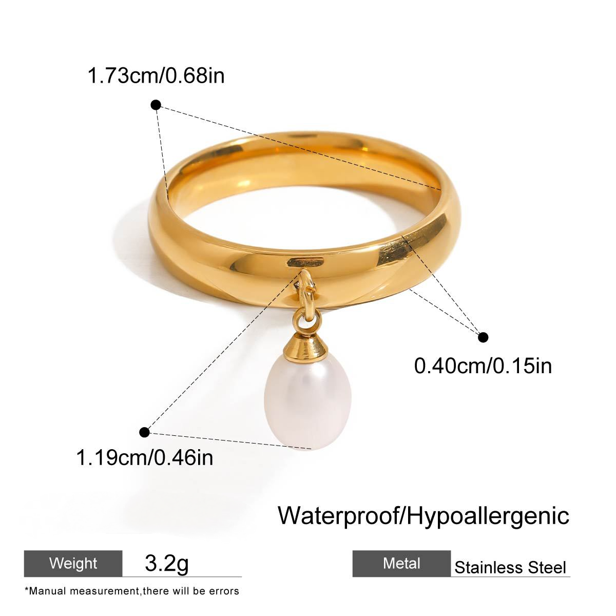 Stainless Steel Freshwater Pearl Ring