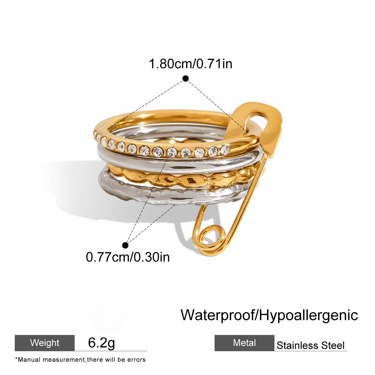Stainless Steel Multi-layer Stacking Paperclip Ring