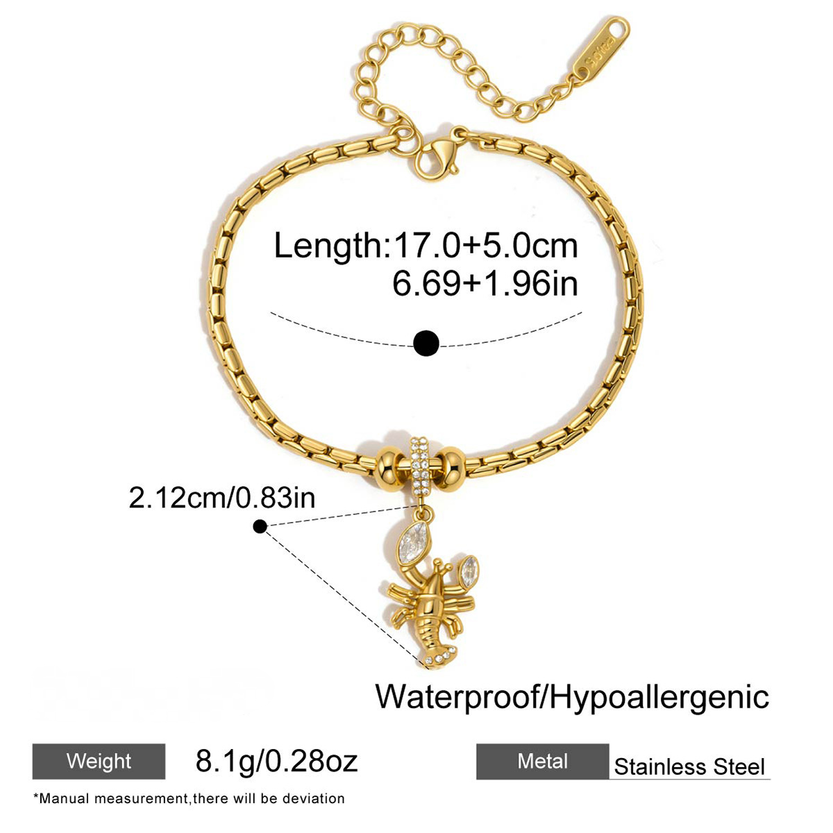 Stainless Steel Crab Necklace Bracelet Earrings Jewelry Set