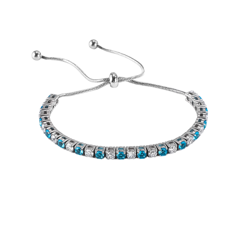 Stainless Steel 3MM Round Zircon Adjustable Tennis Bracelet
