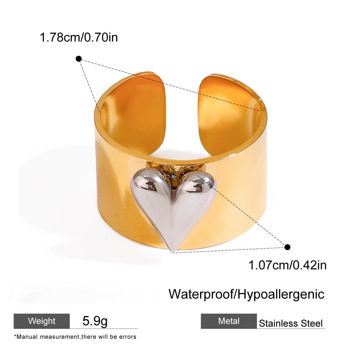Stainless Steel Heart-shaped Cherry Band Ring