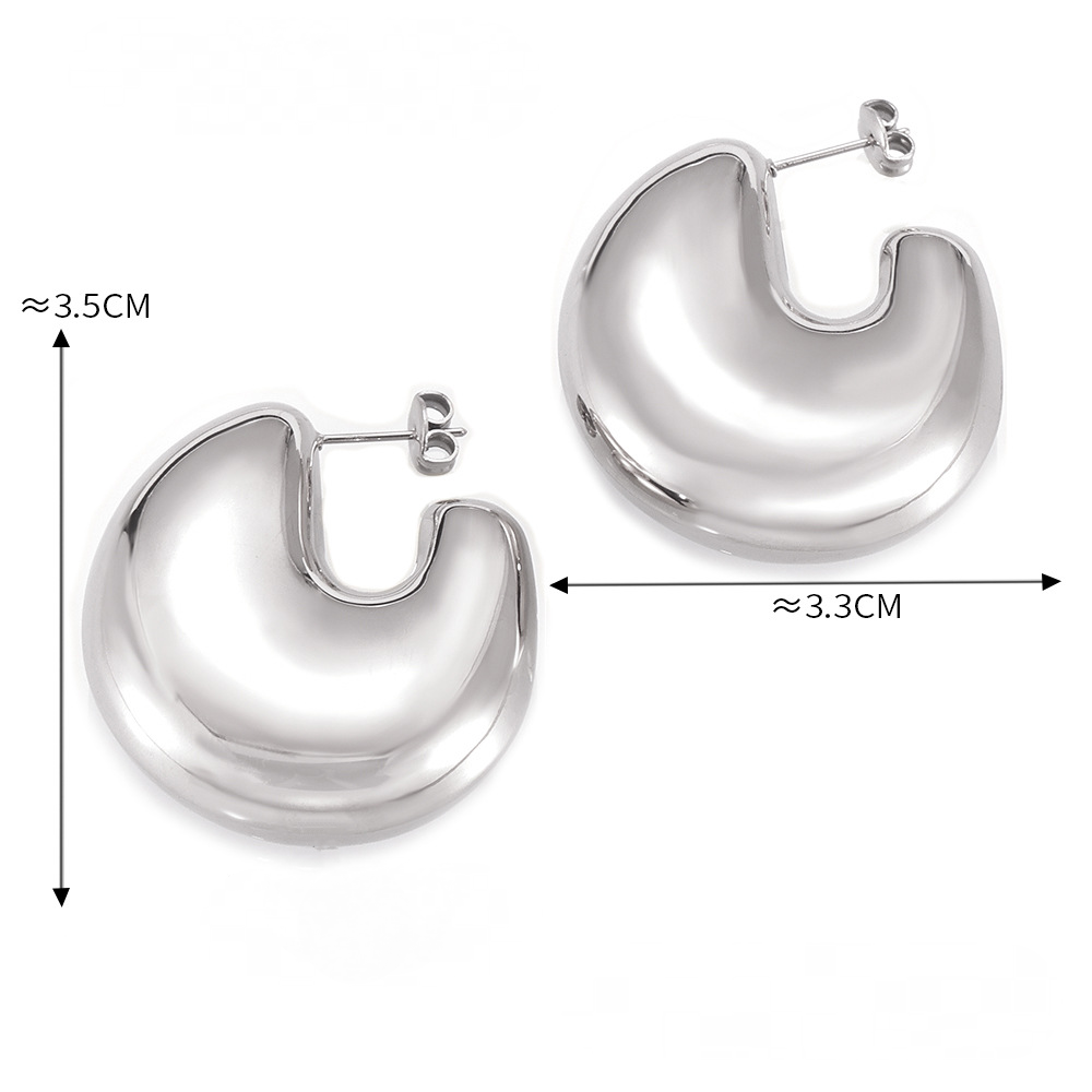 Stainless Steel Geometric Hollow Chunky Earrings