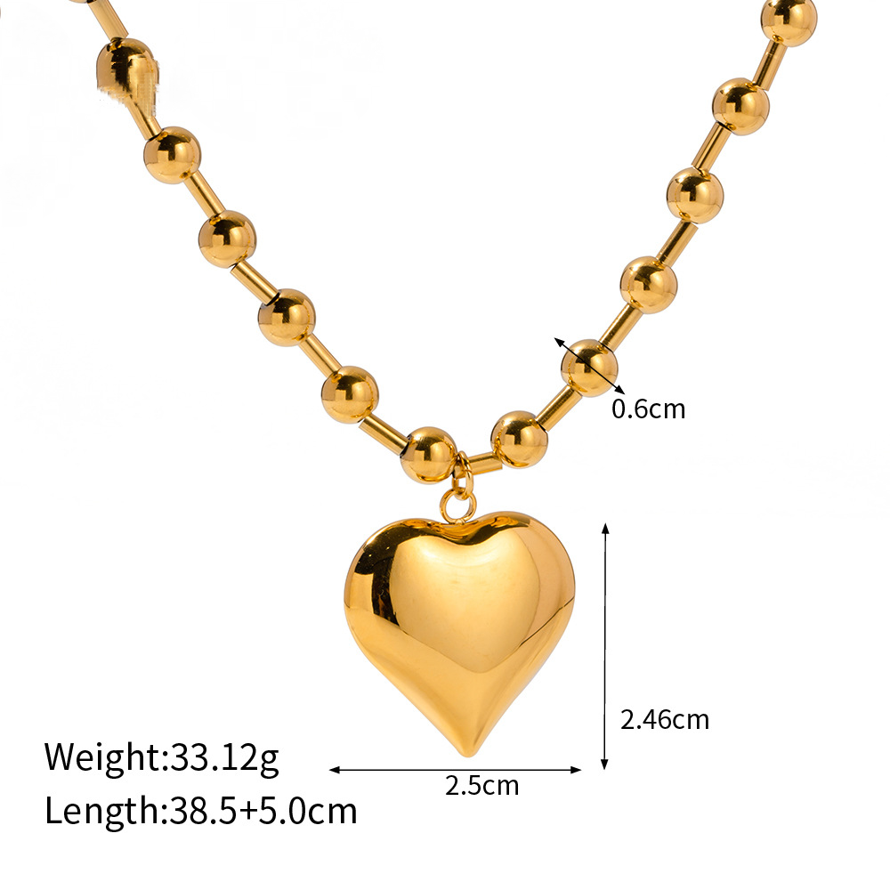 Stainless Steel Heart Pendant Necklace Combination