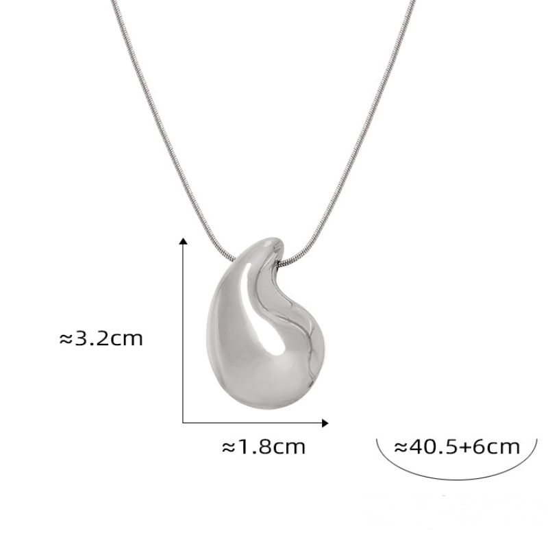 Stainless Steel Water Drop Necklace Texture Earrings Jewelry Suit