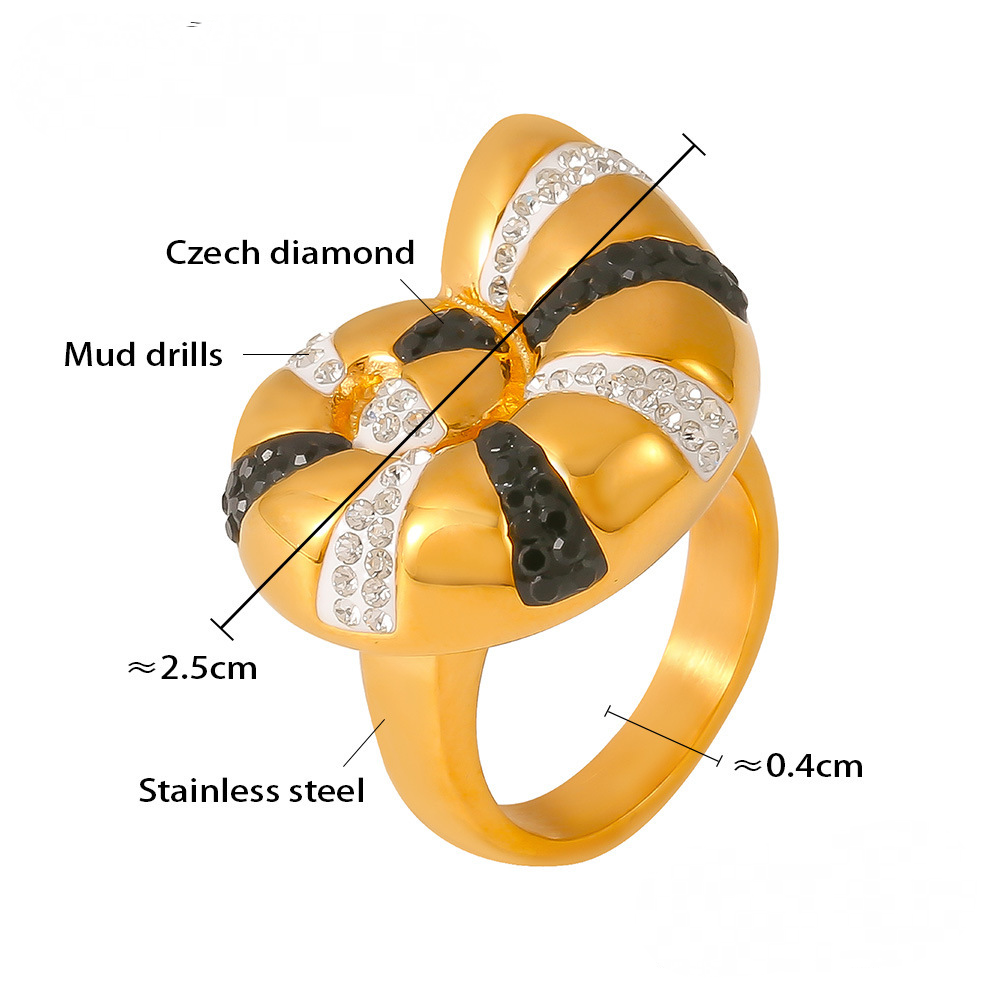 Stainless Steel Conch Czech Diamond Ring
