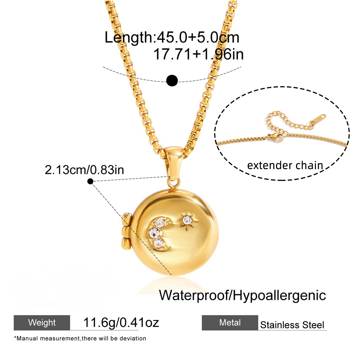 Stainless Steel Photo Box Pendant Necklace