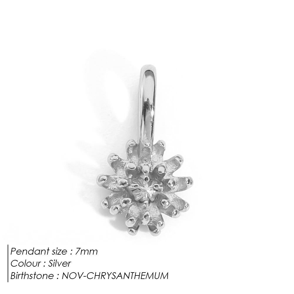 Stainless Steel Birthday Three-dimensional Flower Pendant