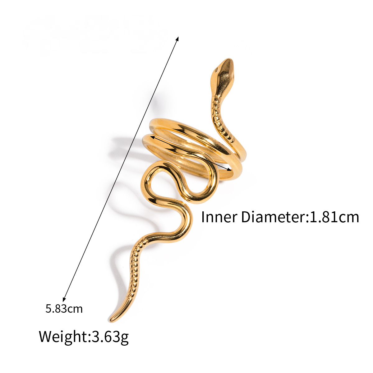 Stainless Steel Snake-shaped Open Ring