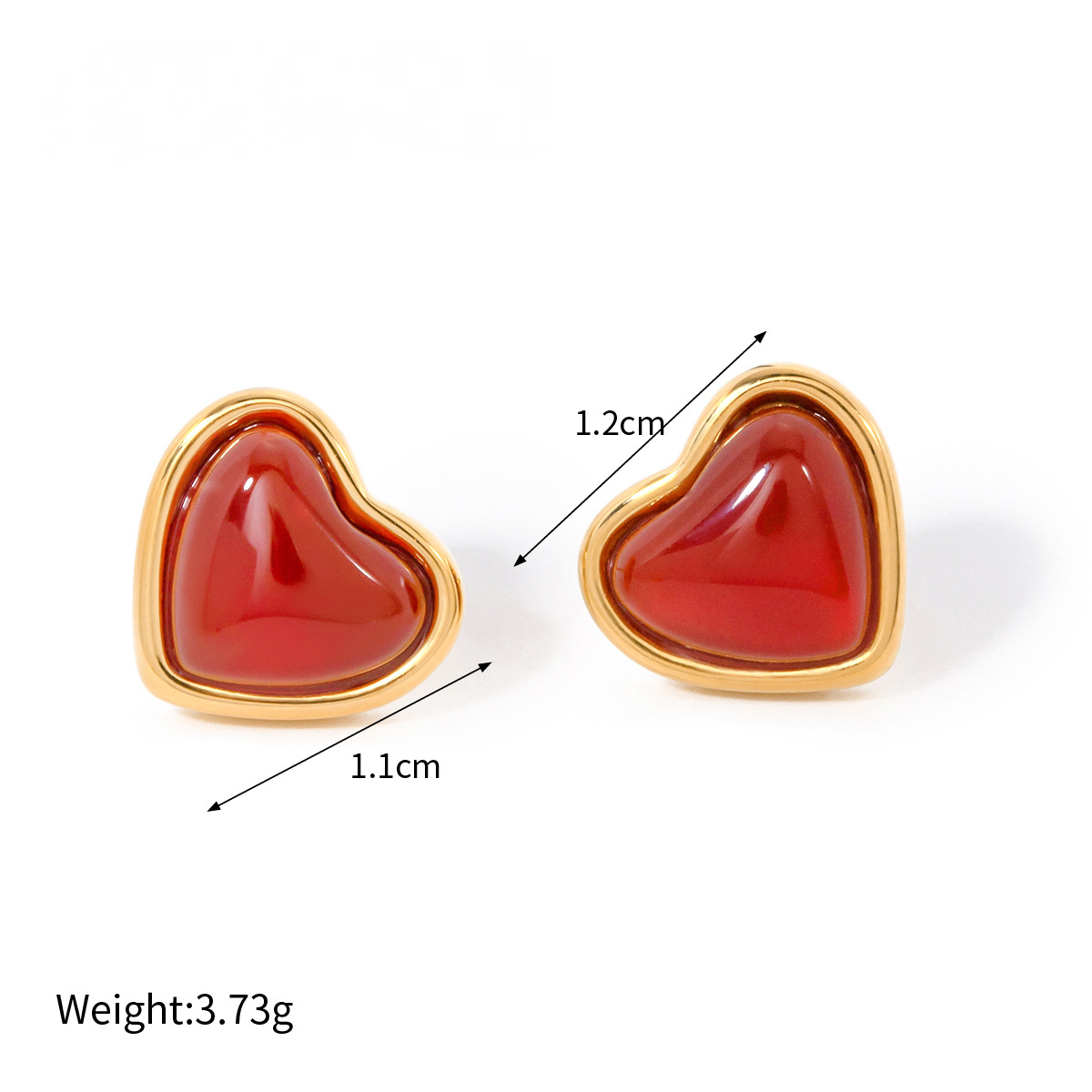 Stainless Steel Red Agate Heart Necklace Bracelet Ring Earrings Jewelry Suit