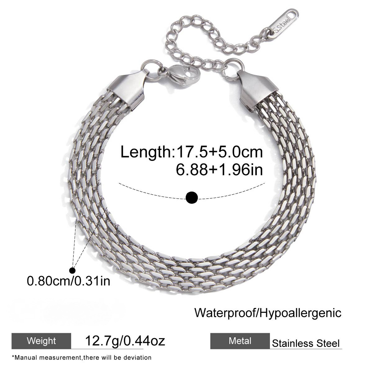 Stainless Steel Cuban Chain Bracelet