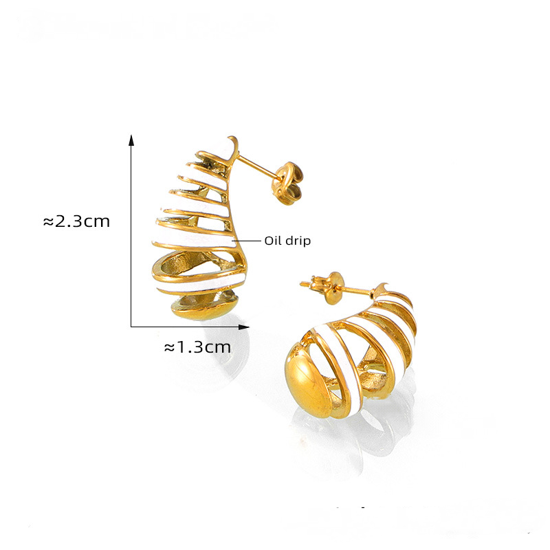 Stainless Steel Hollow Water Drop Shape Stud Earrings