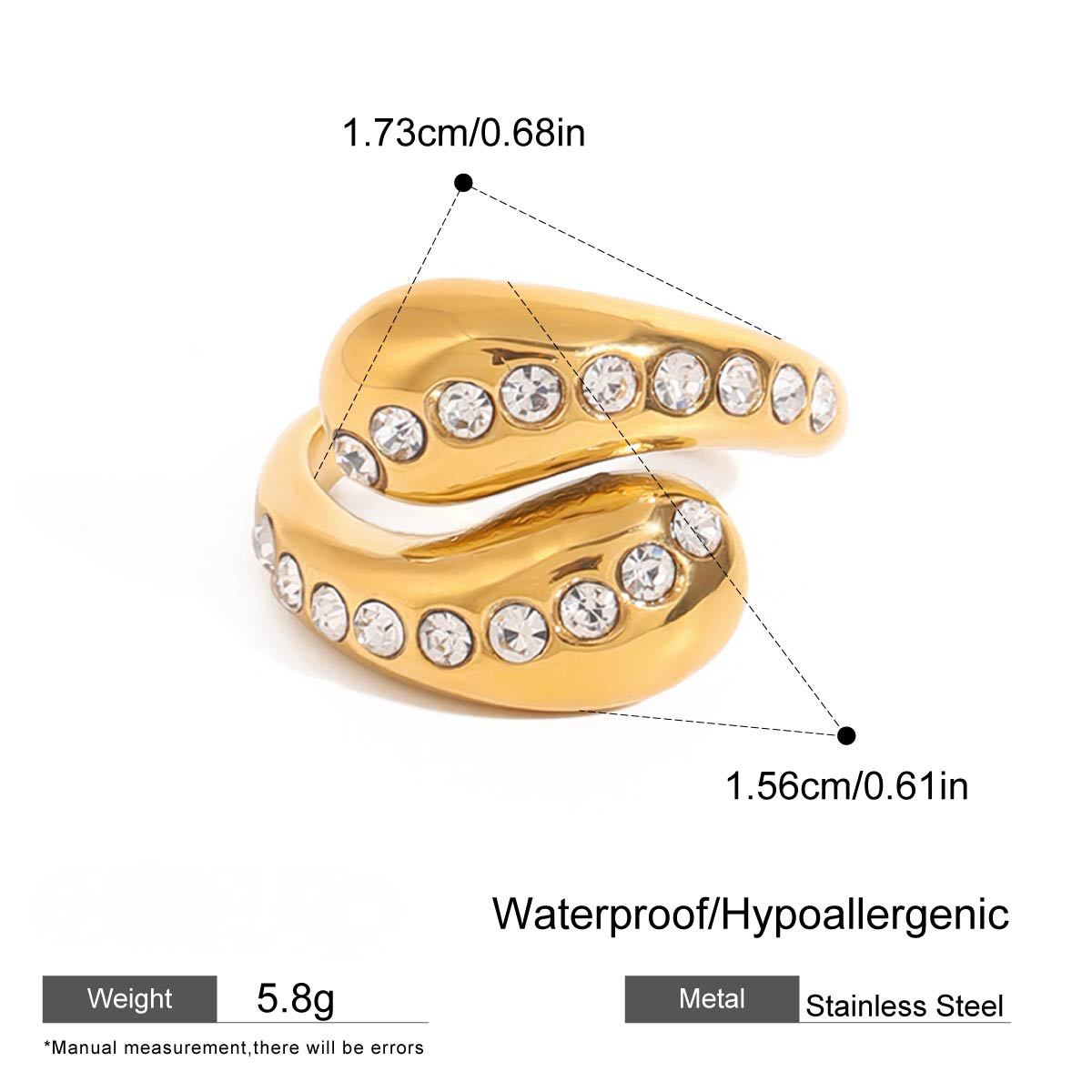 Stainless Steel Water Drop Cubic Zirconia Ring