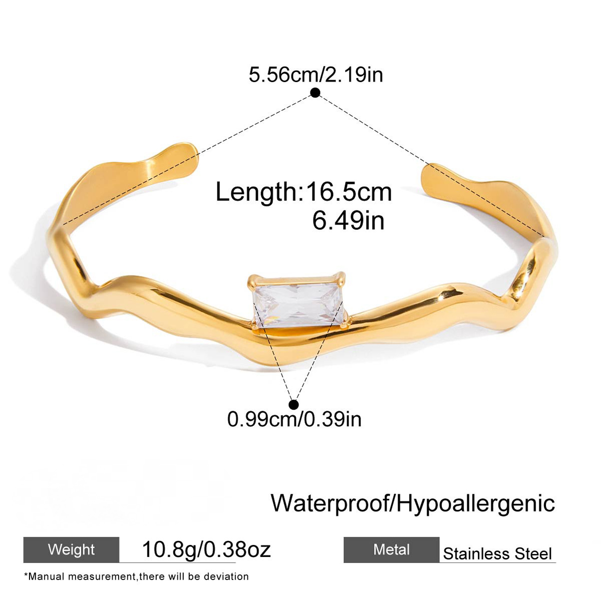 Stainless Steel Inlaid CZ Cuff Bracelet Combination