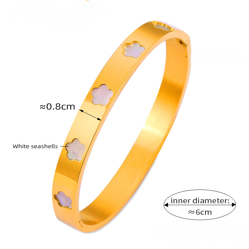 Flower Shape Inlay Mother of Pearl Acrylic Stainless Steel Bracelet