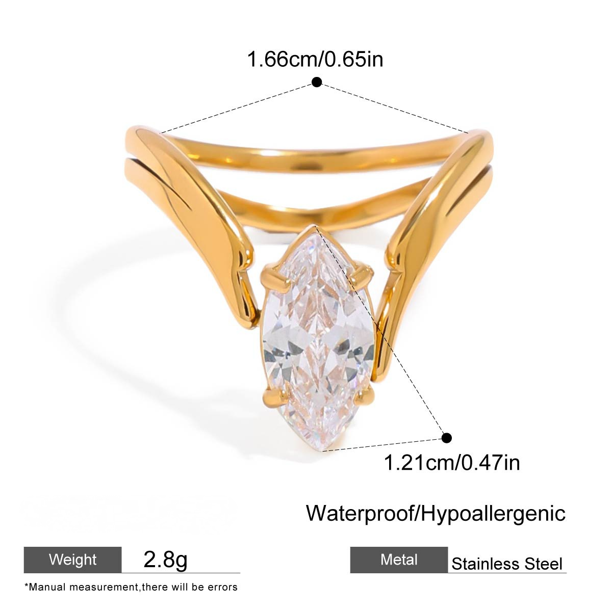 Stainless Steel Cubic Zirconia Ring Combination