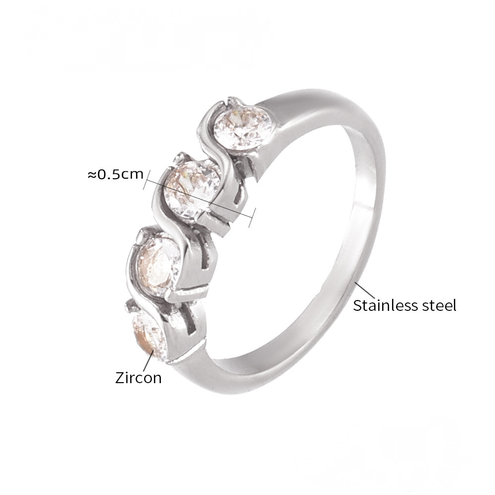 Stainless Steel Single Row Cubic Zirconia Ring