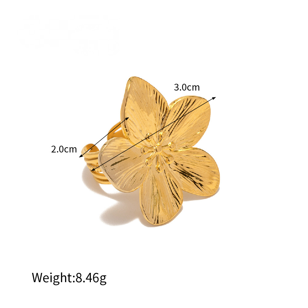 Stainless Steel Exaggerated Flower Ring