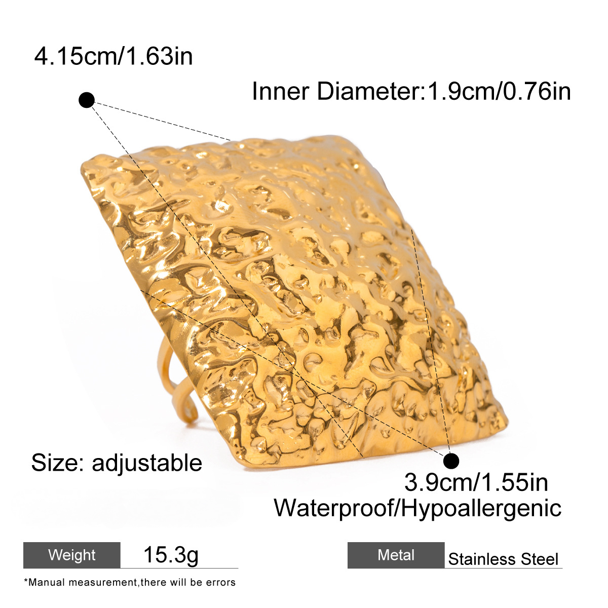 Stainless Steel Exaggerated Texture Open Ring