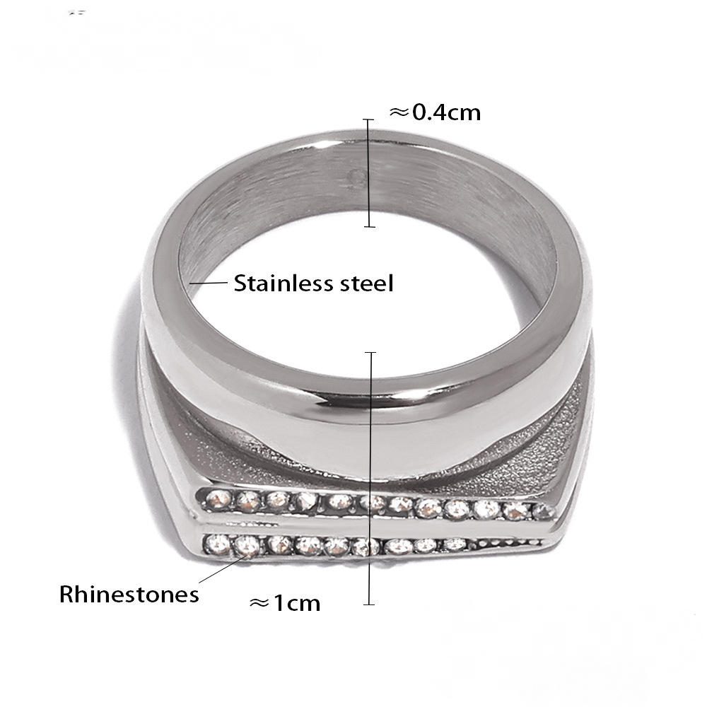 Stainless Steel Irregular Design Inaly Rhinestone Ring