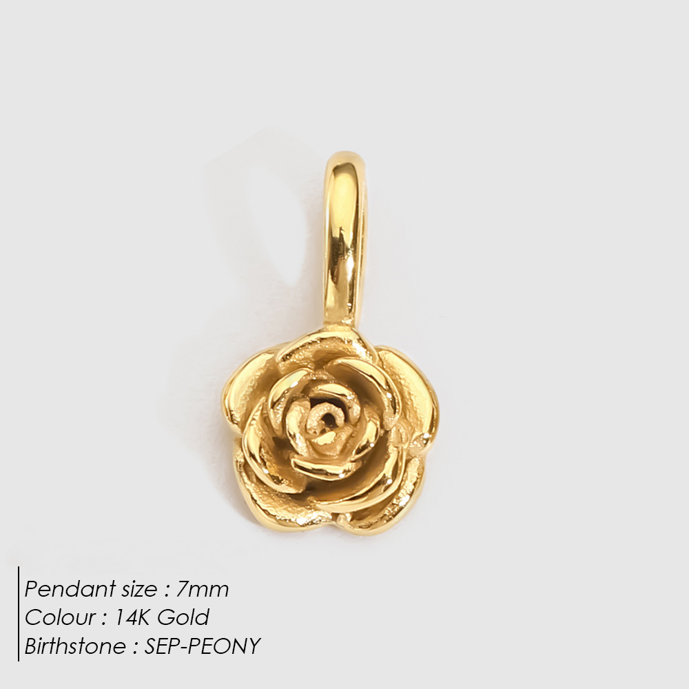 Stainless Steel Birthday Three-dimensional Flower Pendant