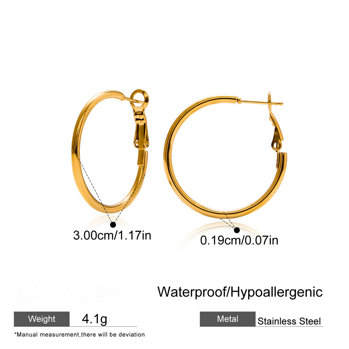 Stainless Steel Glossy Coil Hoop Earrings