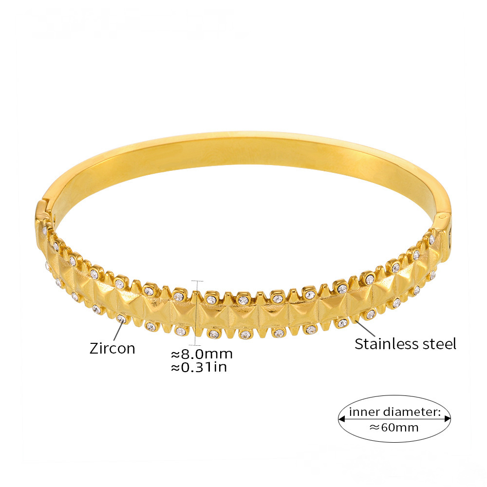 Stainless Steel Rivet Cubic Zirconia Bracelet